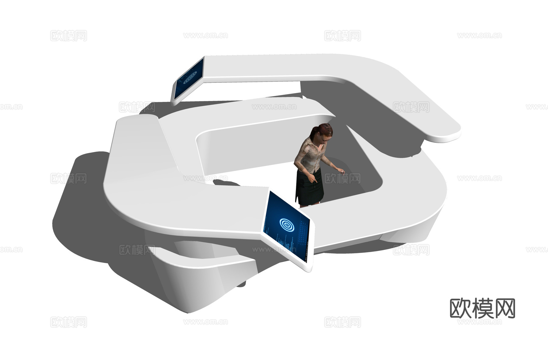 办公空间 办公室 电脑su模型