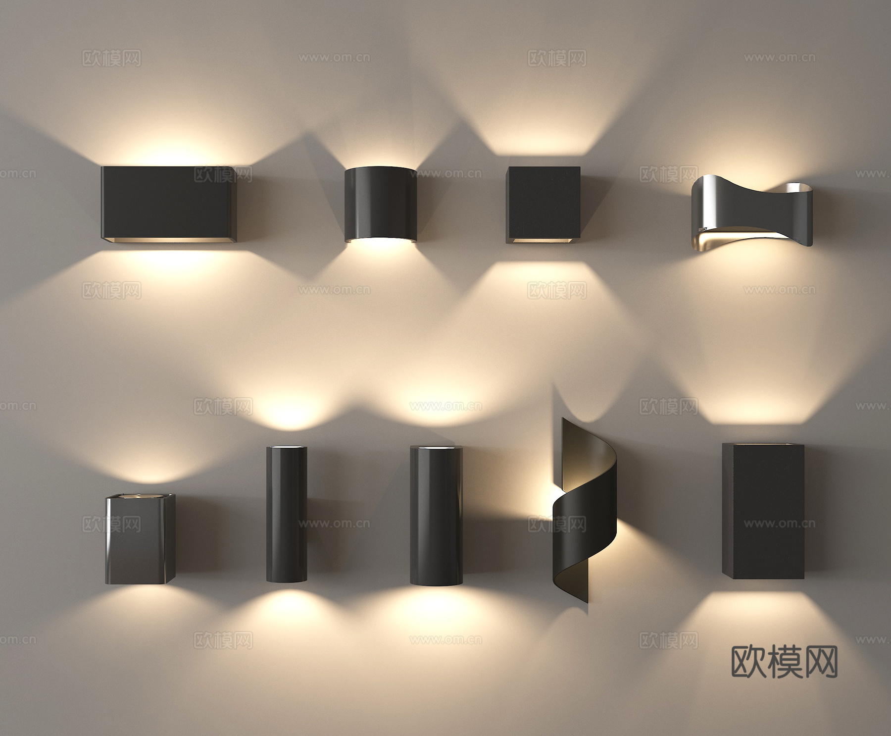 现代简约壁灯 方盒壁灯墙灯 过道灯走廊灯su模型