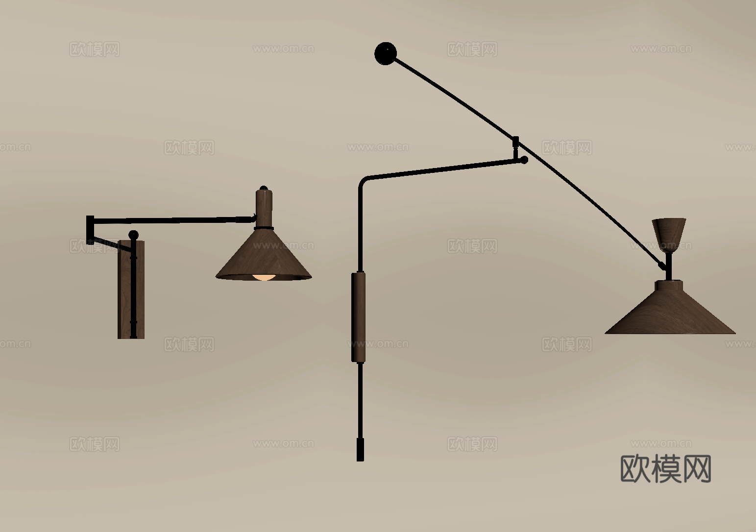 中古风摇臂壁灯 室内壁灯 金属壁灯su模型