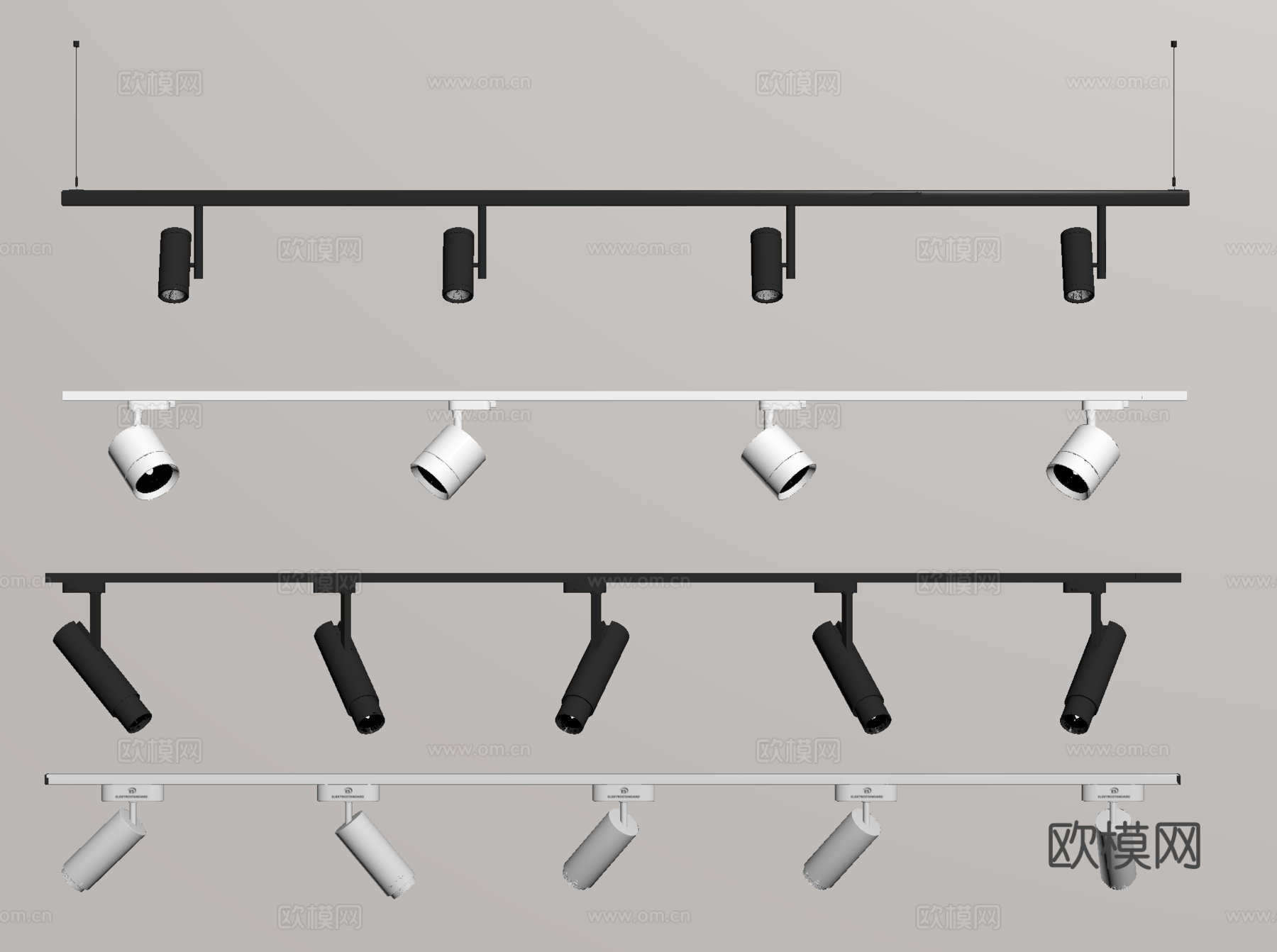 现代筒灯射灯 轨道射灯su模型