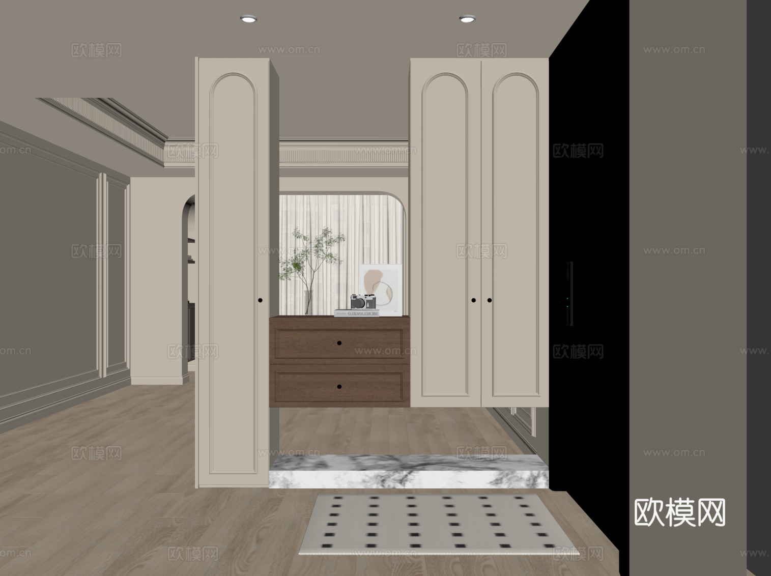 法式中古风鞋柜 入户鞋柜su模型