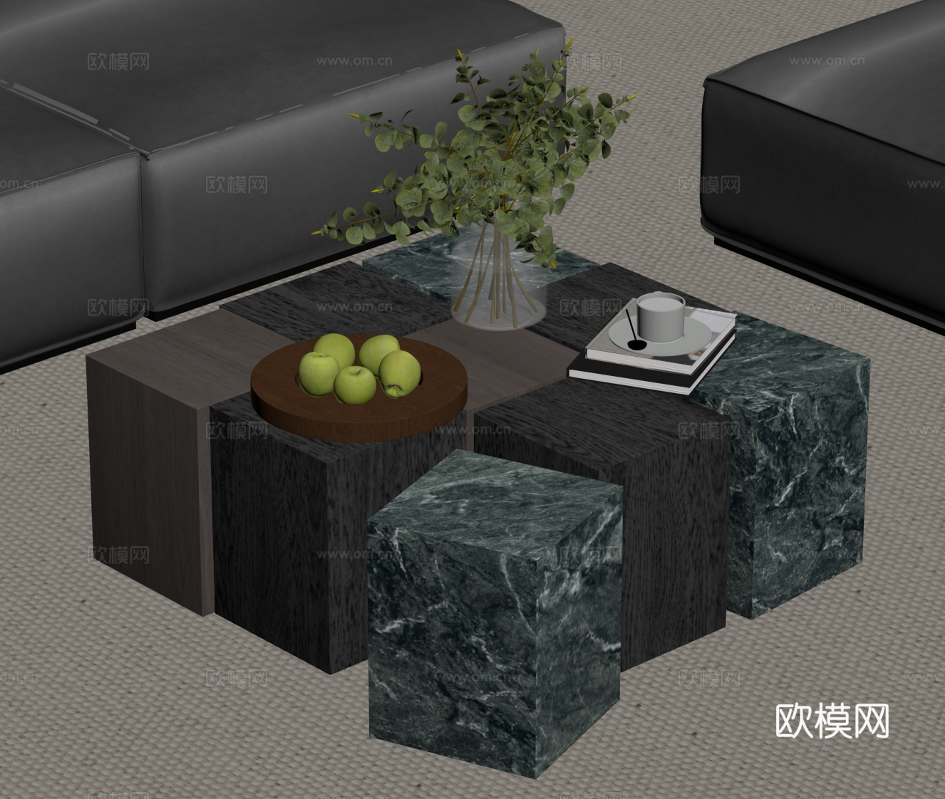 现代意式茶几su模型