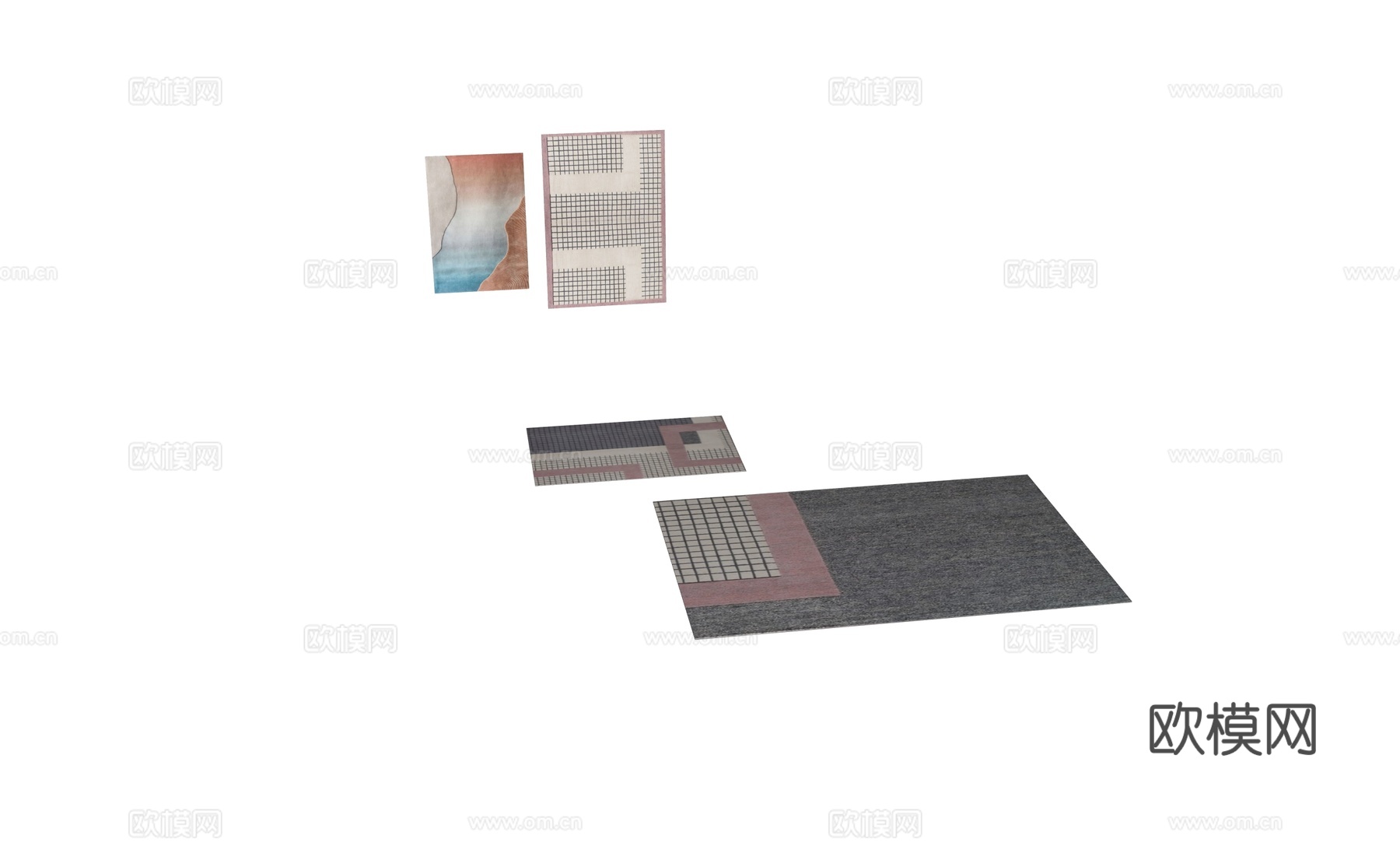 客厅现代地毯su模型