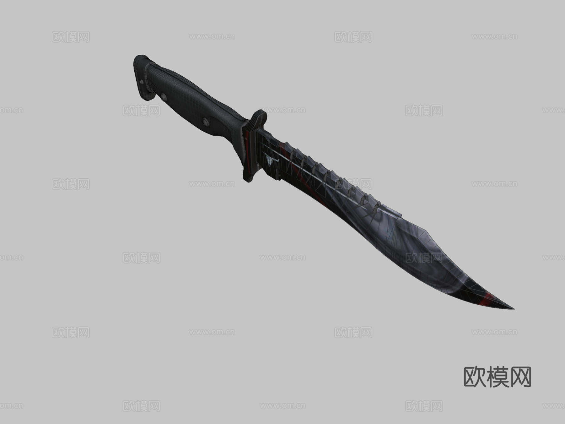 鲍伊猎刀苏格兰纹4号3d模型下载（渲染图2）