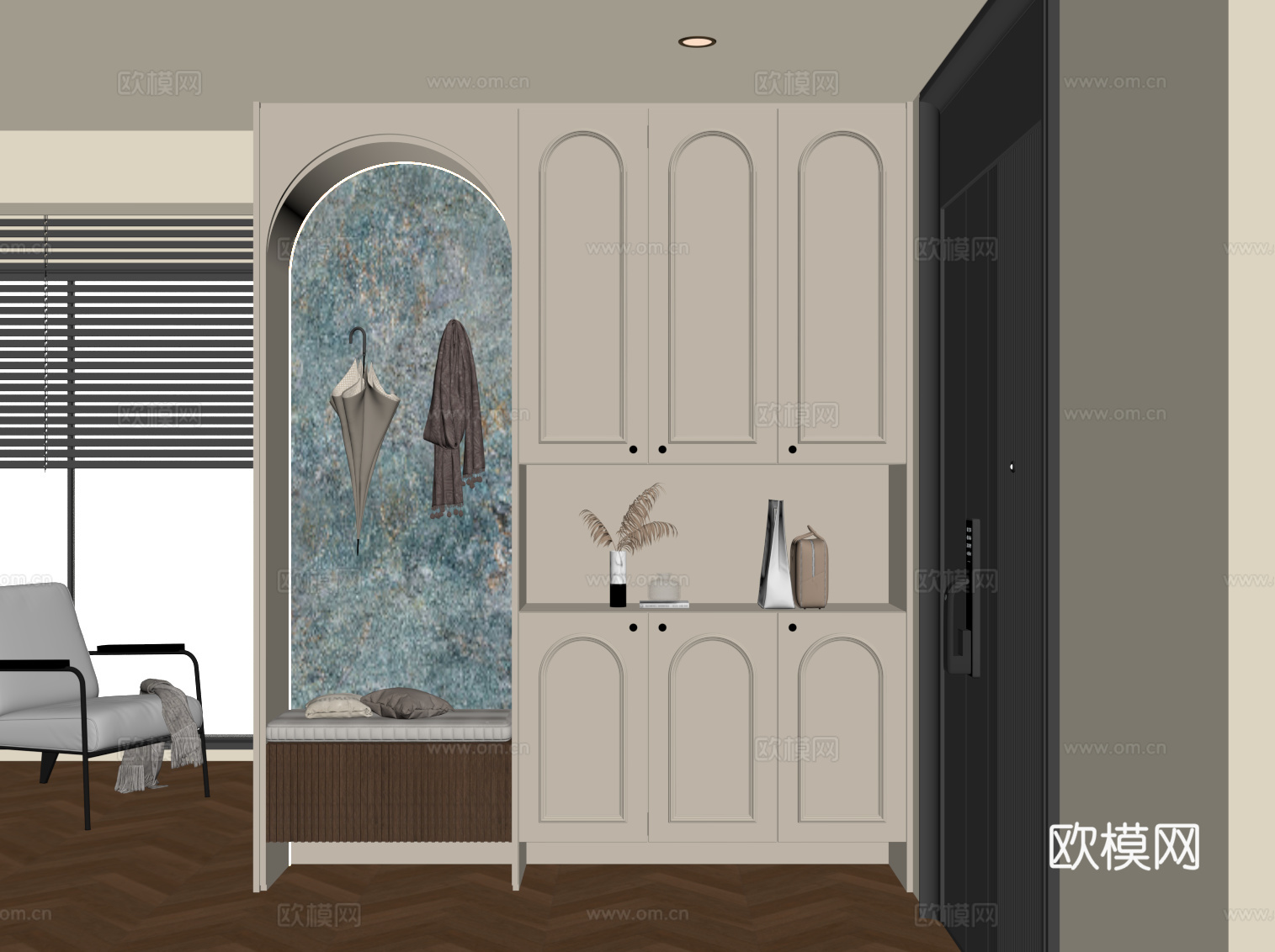 法式中古风鞋柜 入户鞋柜su模型