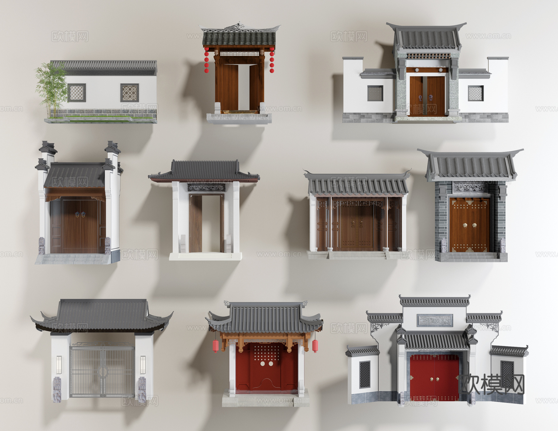 大门 院子大门 新中式大门 院落大门3d模型