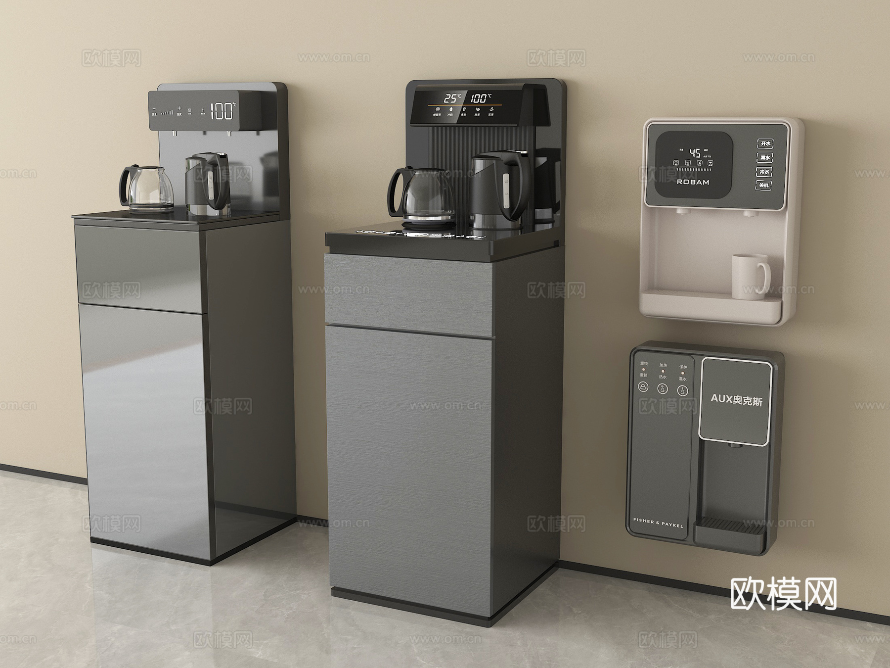 现代饮水机 壁挂式饮水机 直饮机 立式饮水机su模型