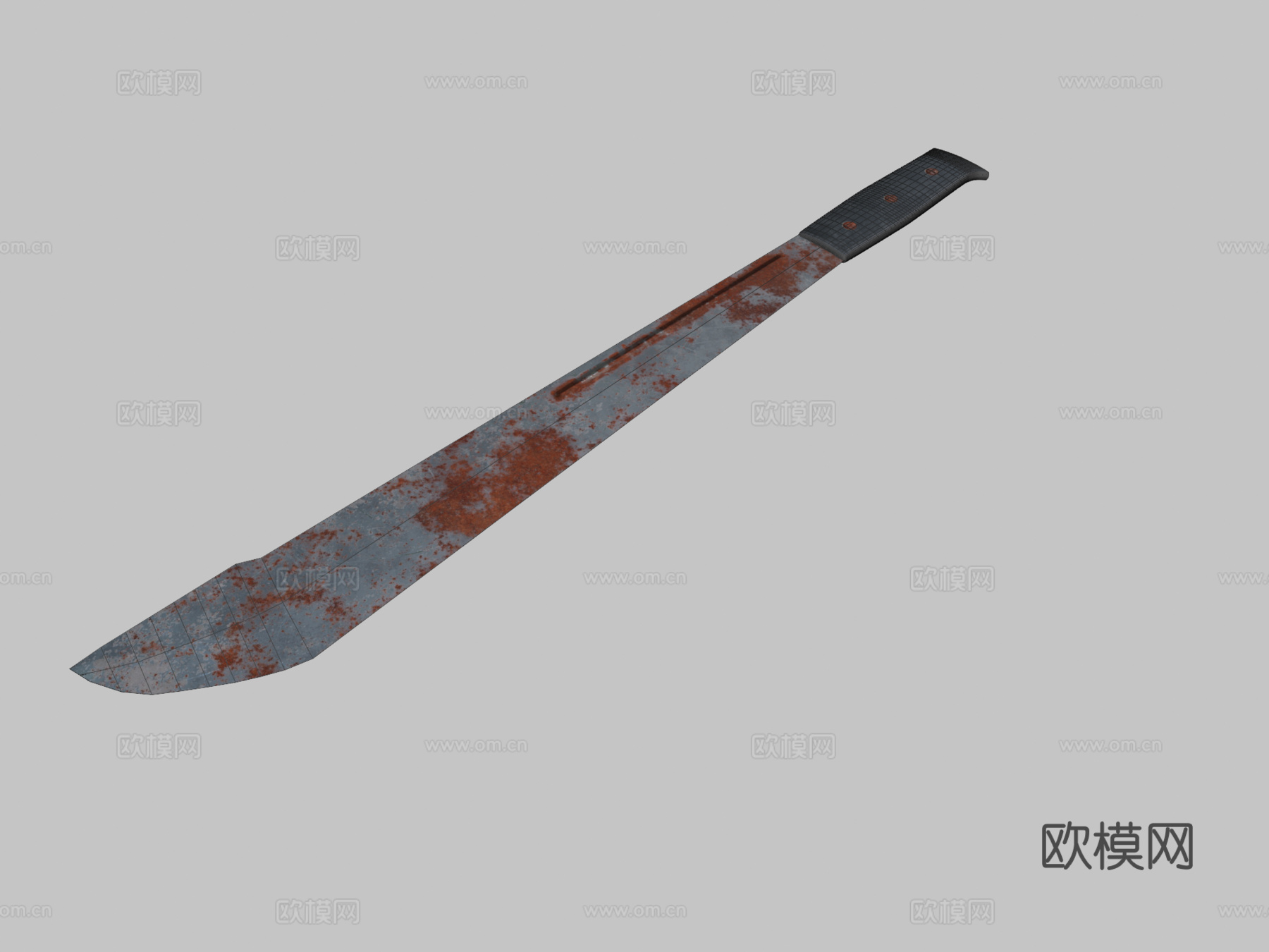 简易砍刀生锈3d模型下载（渲染图2）