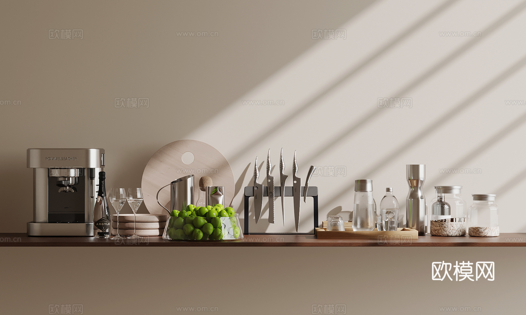 现代厨具su模型下载（渲染图1）