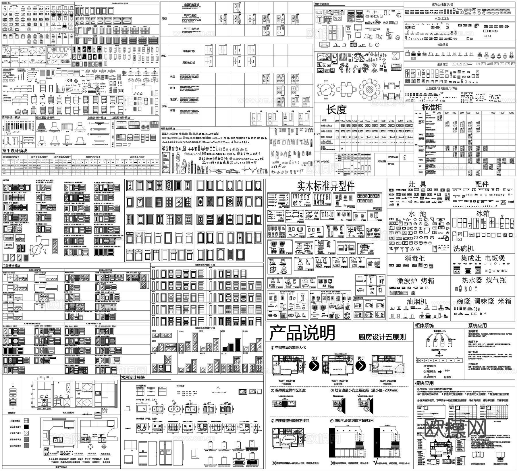 厨房布局橱柜标准图吊柜地柜设备厨具电器CAD素材图库cad施工图