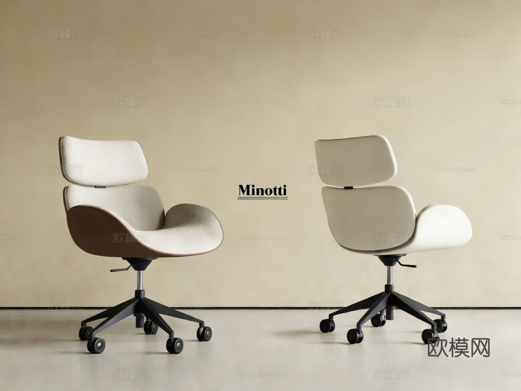 现代办公椅 休闲椅 旋转椅 带滑轮su模型