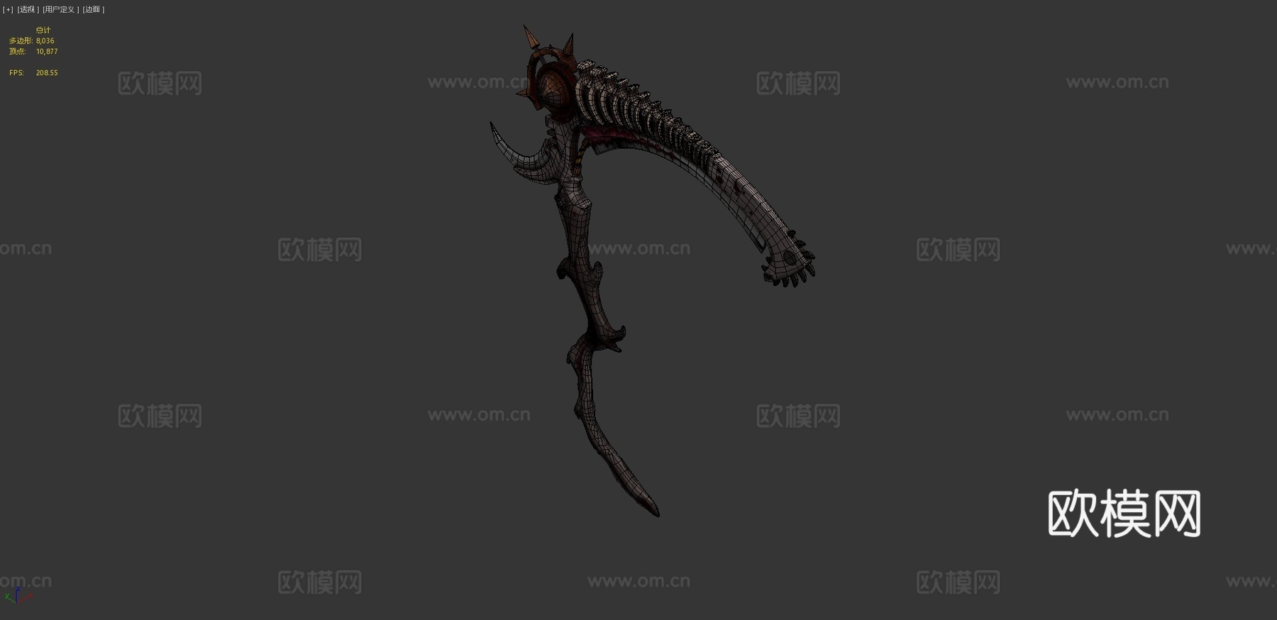 寂静莫塔里昂镰刀3d模型下载（渲染图4）