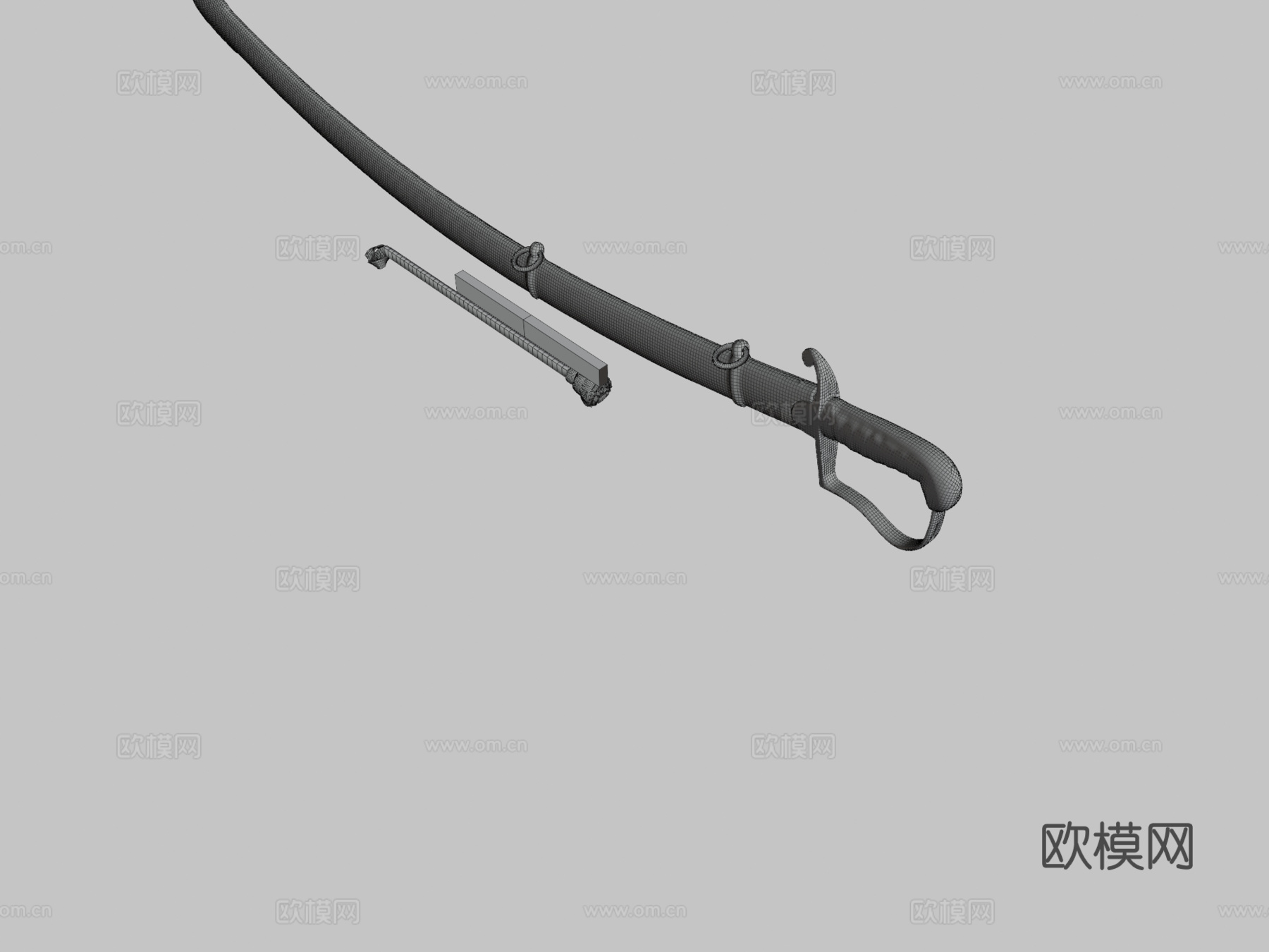 年轻骑兵军刀军官3d模型下载（渲染图3）