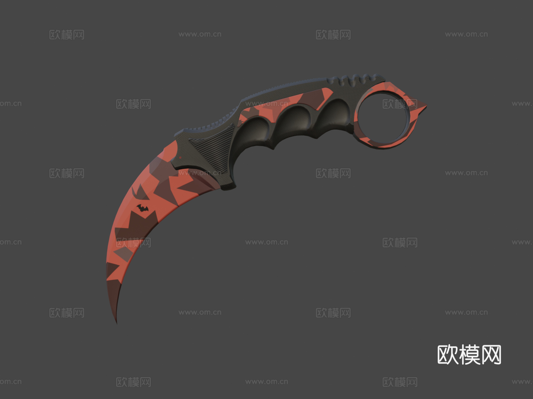 爪刀红色迷彩3d模型下载（渲染图6）