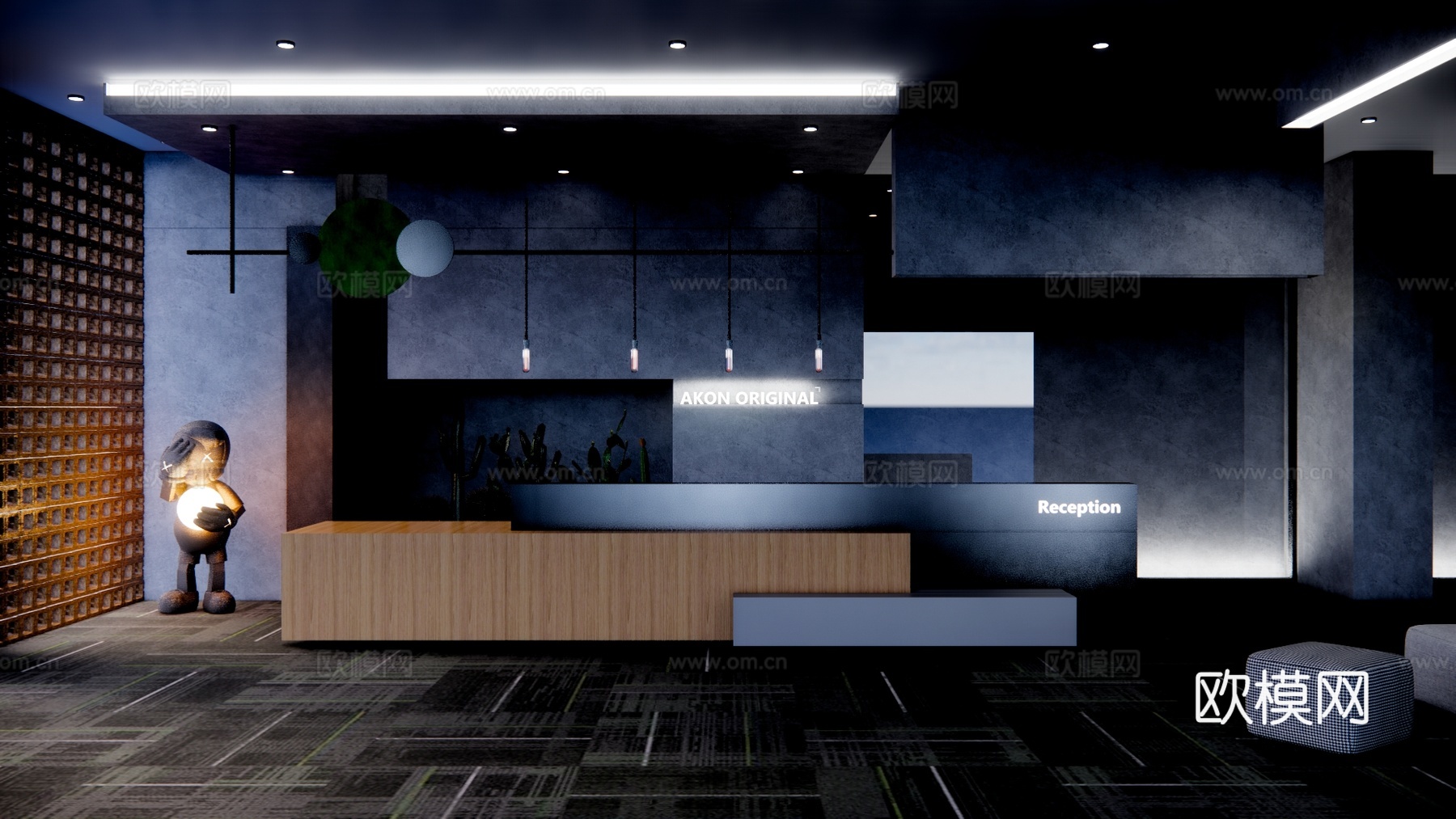前台接待 酒店前台 办公空间 大厅su模型