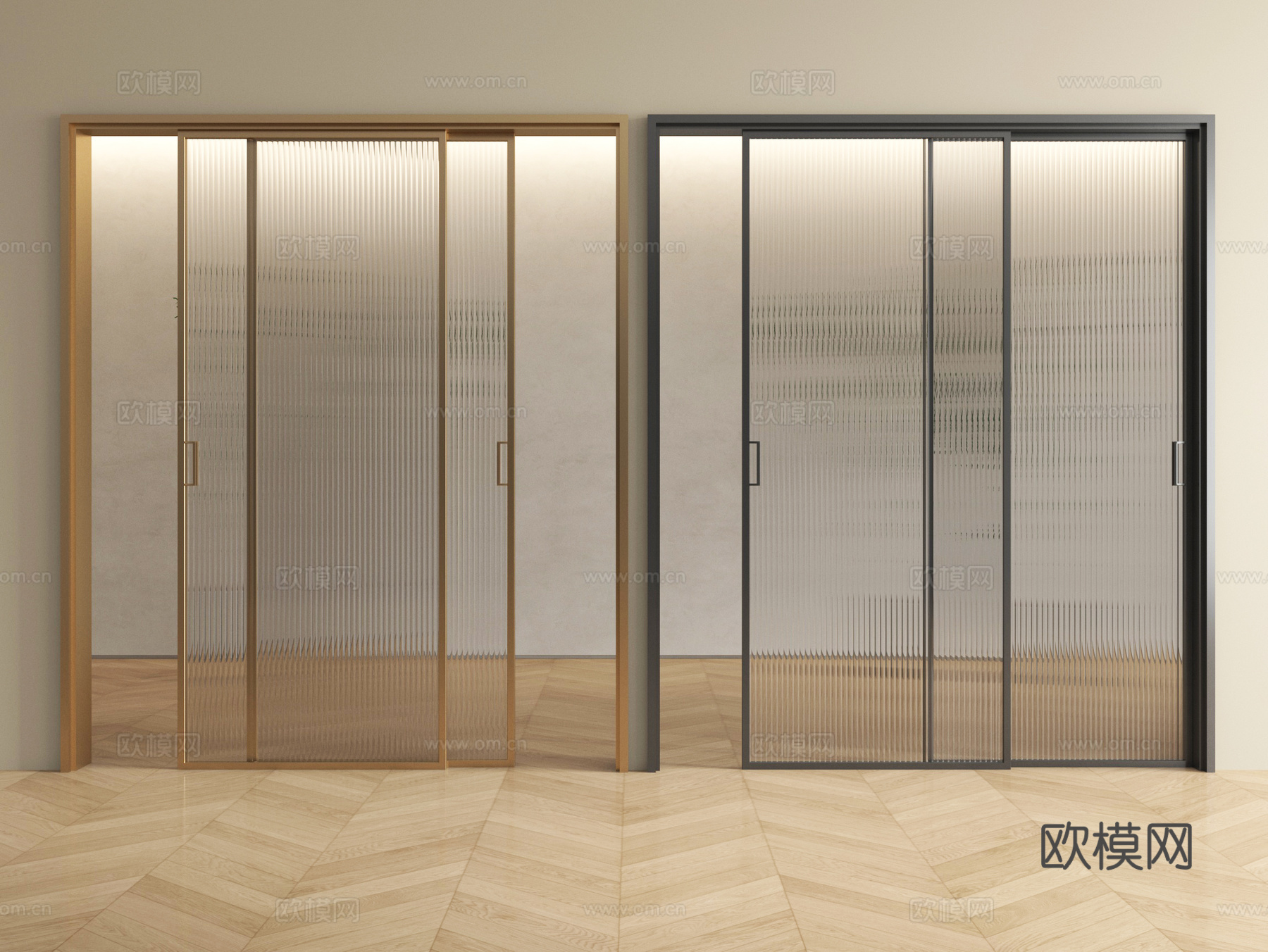 现代推拉门 阳台推拉门 厨房推拉门 玻璃推拉门su模型