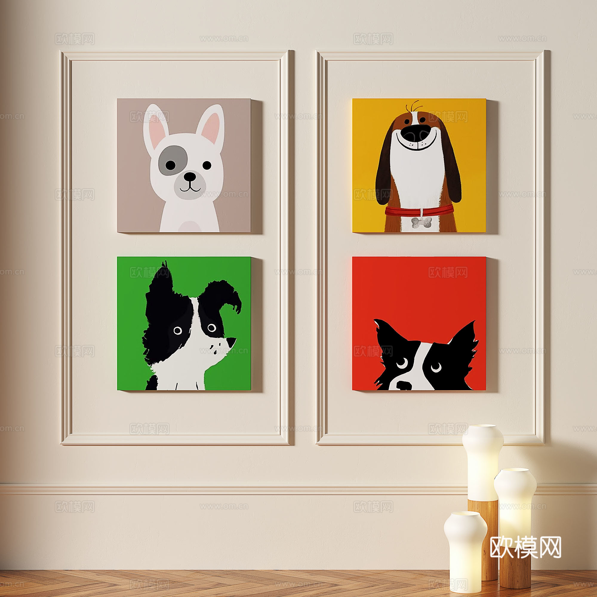 现代，儿童，组合，简约，抽象，装饰画3d模型