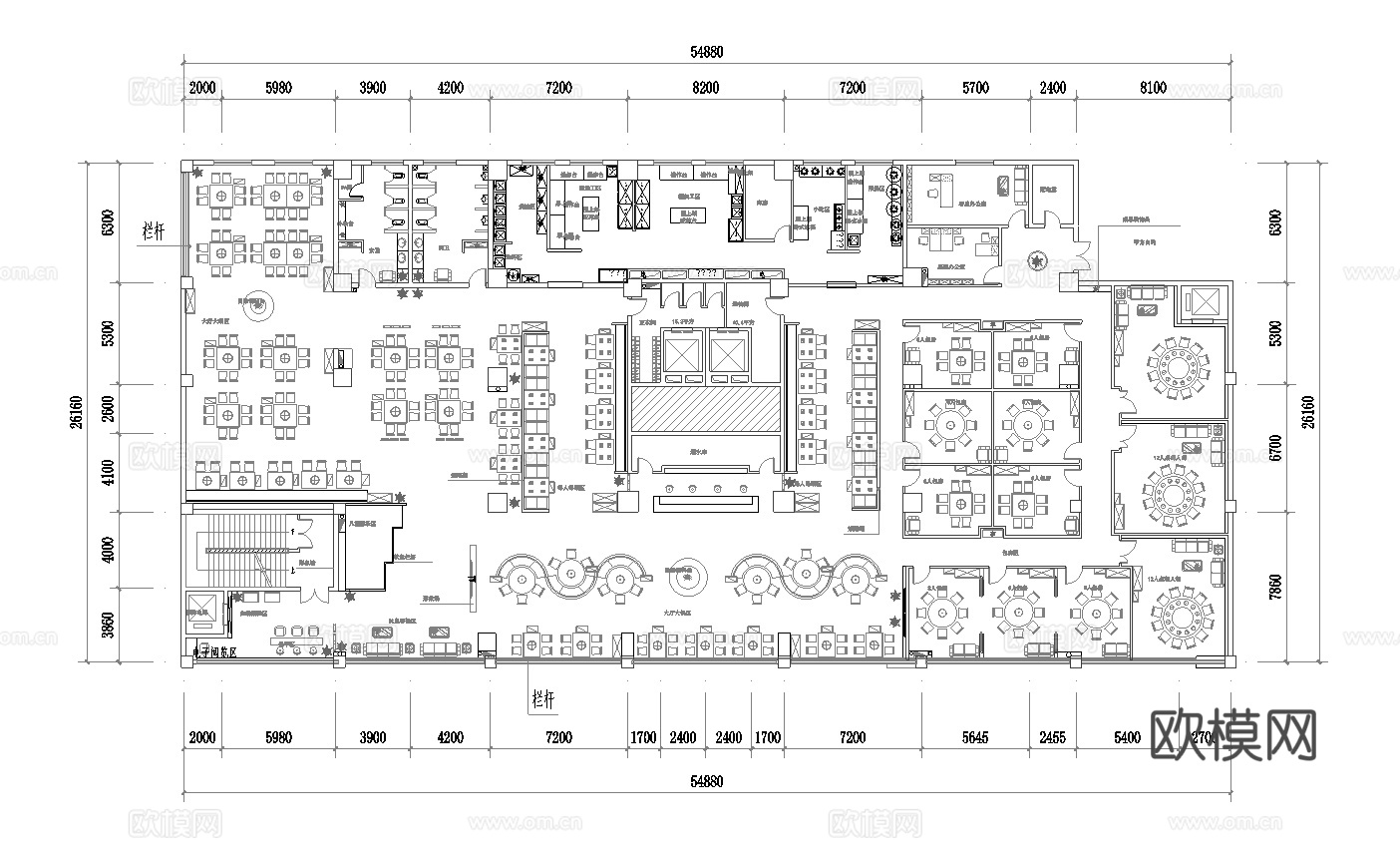 1200平特色火锅店  最新平面施工图合集cad施工图