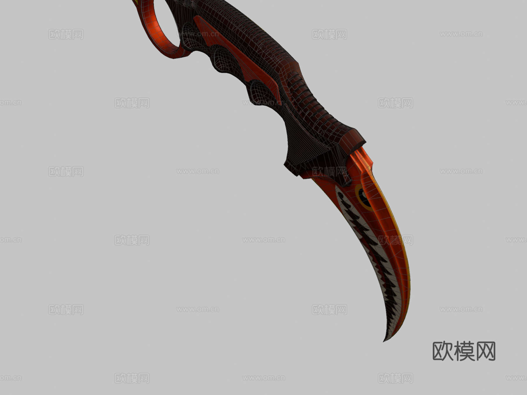 爪刀琥珀鲨3d模型下载（渲染图2）