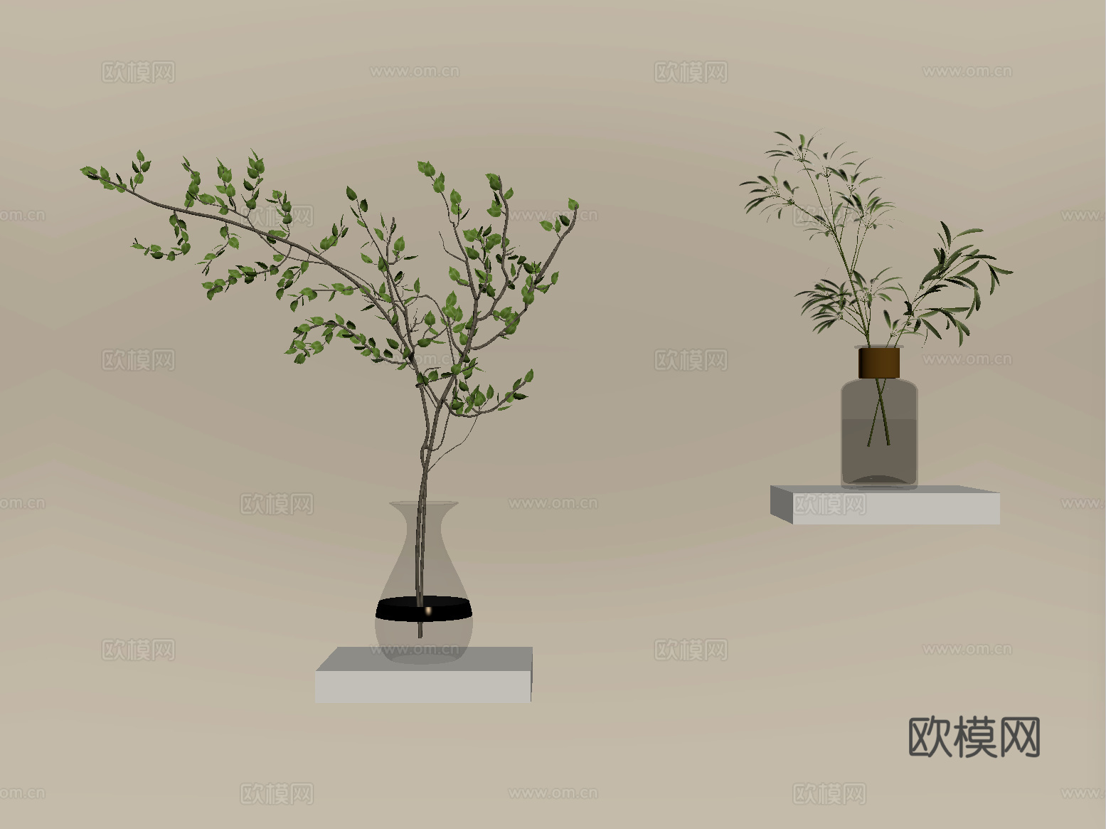 现代花瓶 绿植 盆栽 摆件su模型