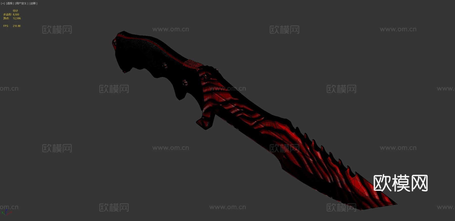 猎人刀擦伤红3d模型下载（渲染图4）