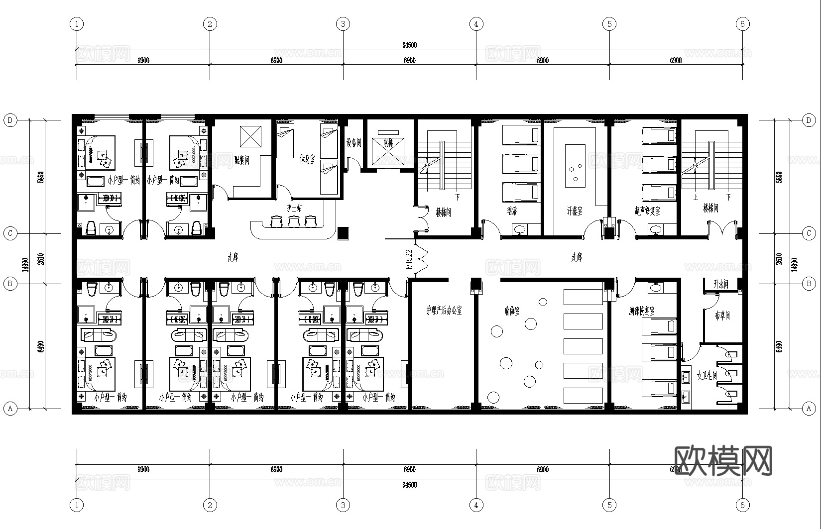 6套现代月子中心会所妇产医院CAD施工图最新整理合集cad施工图