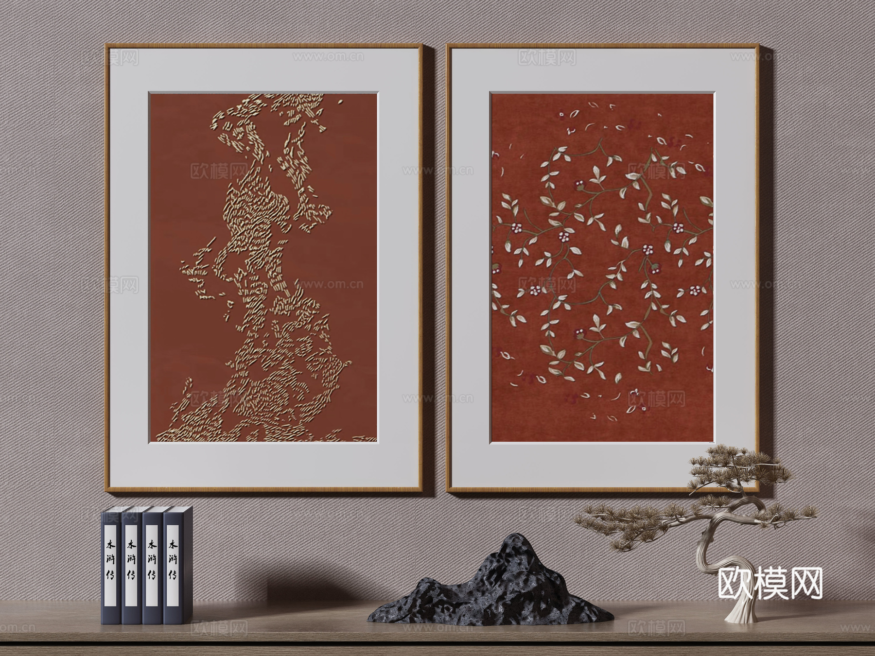 新中式装饰画 挂画3d模型