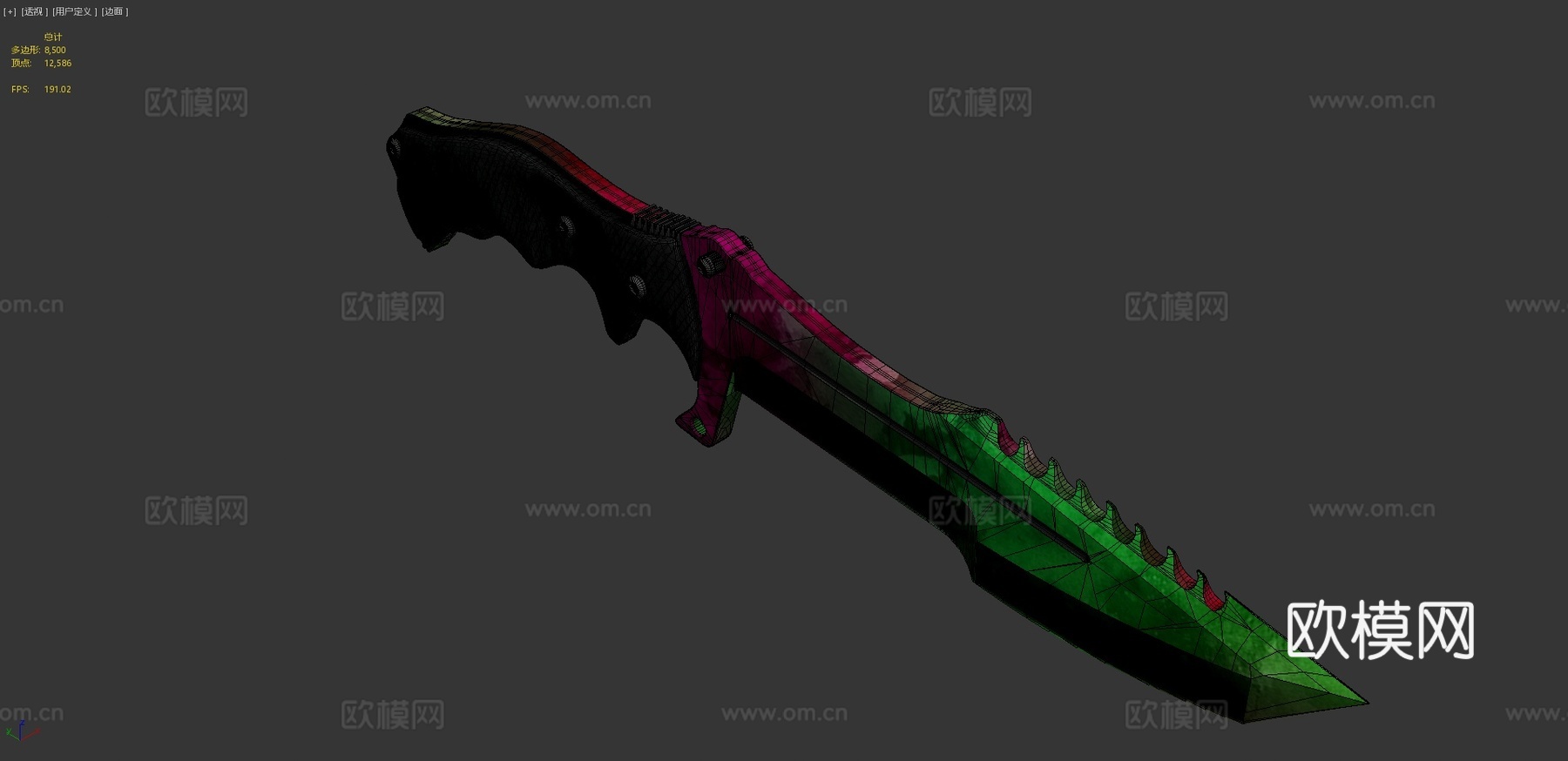 汗血杀手猎人刀3d模型下载（渲染图4）