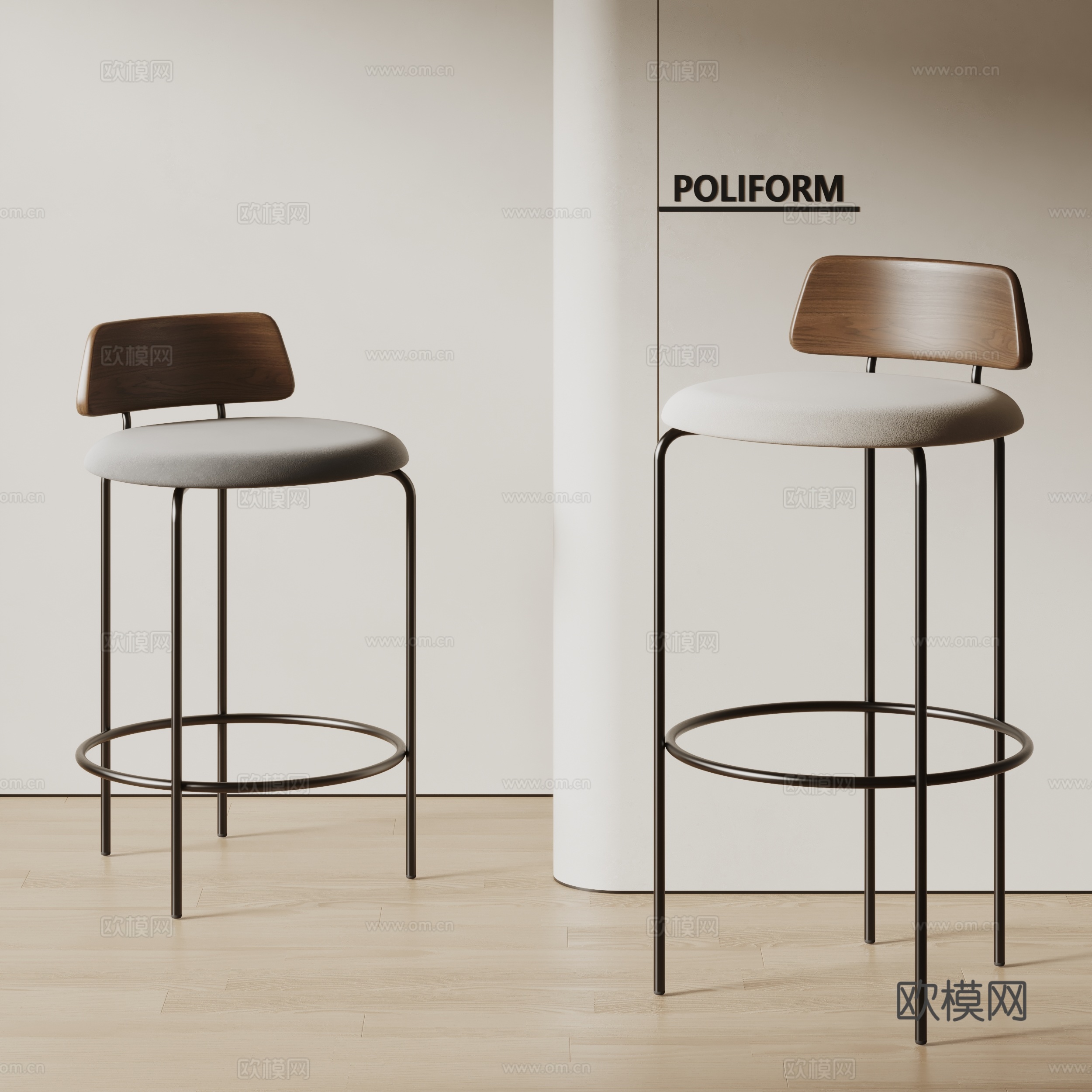 poliform现代吧椅 极简椅子su模型