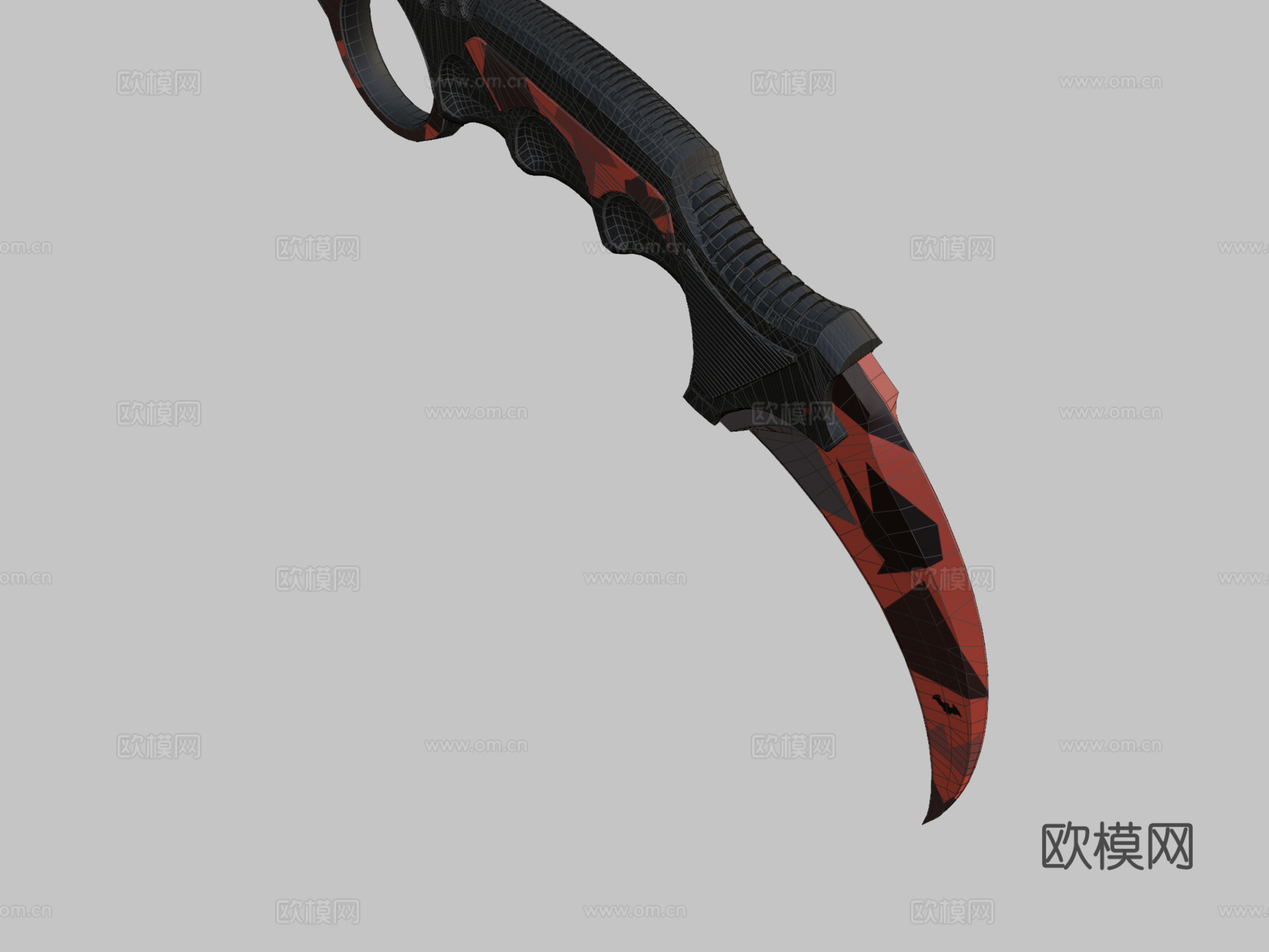 爪刀红色迷彩3d模型下载（渲染图2）