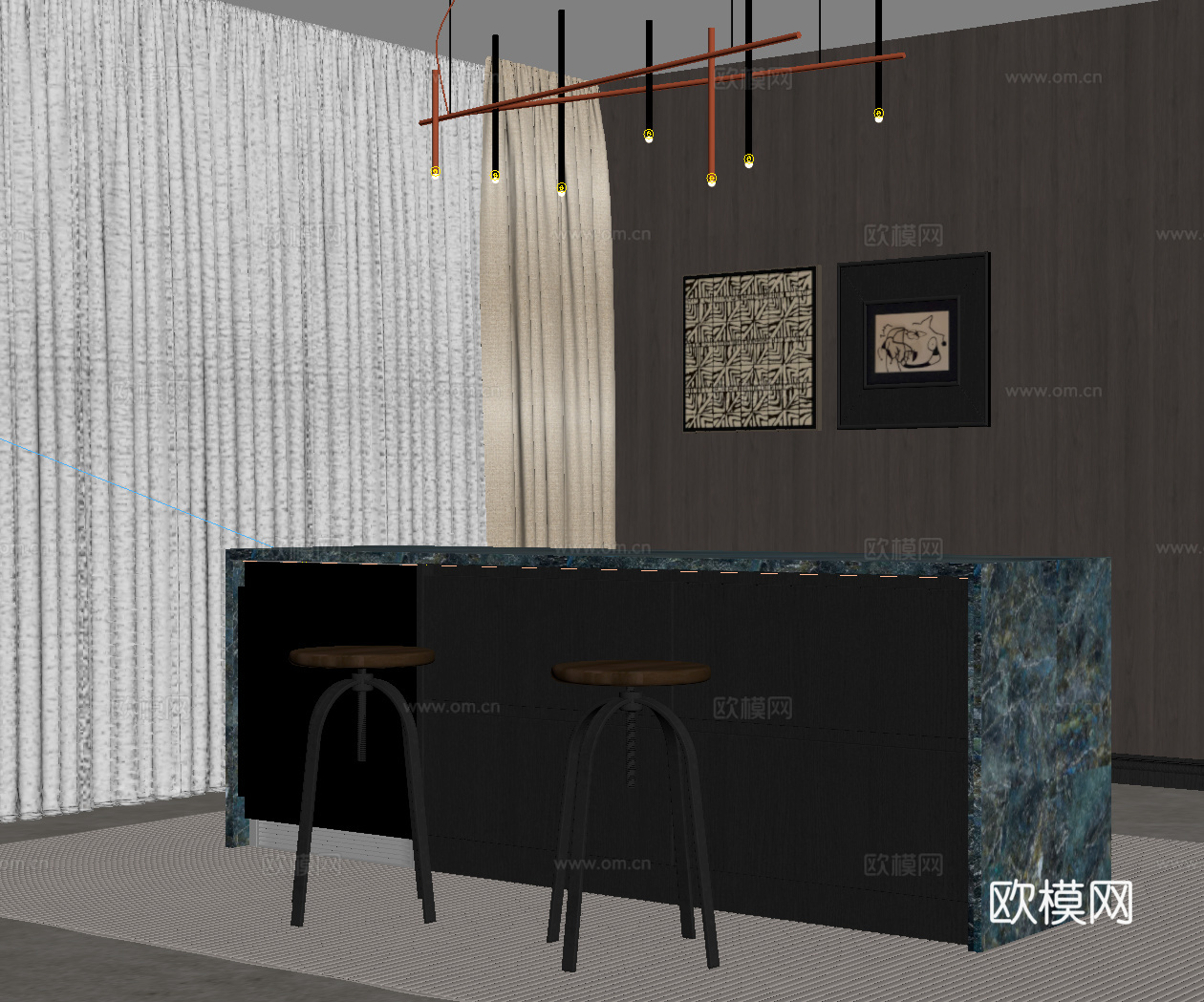 意式岛台su模型