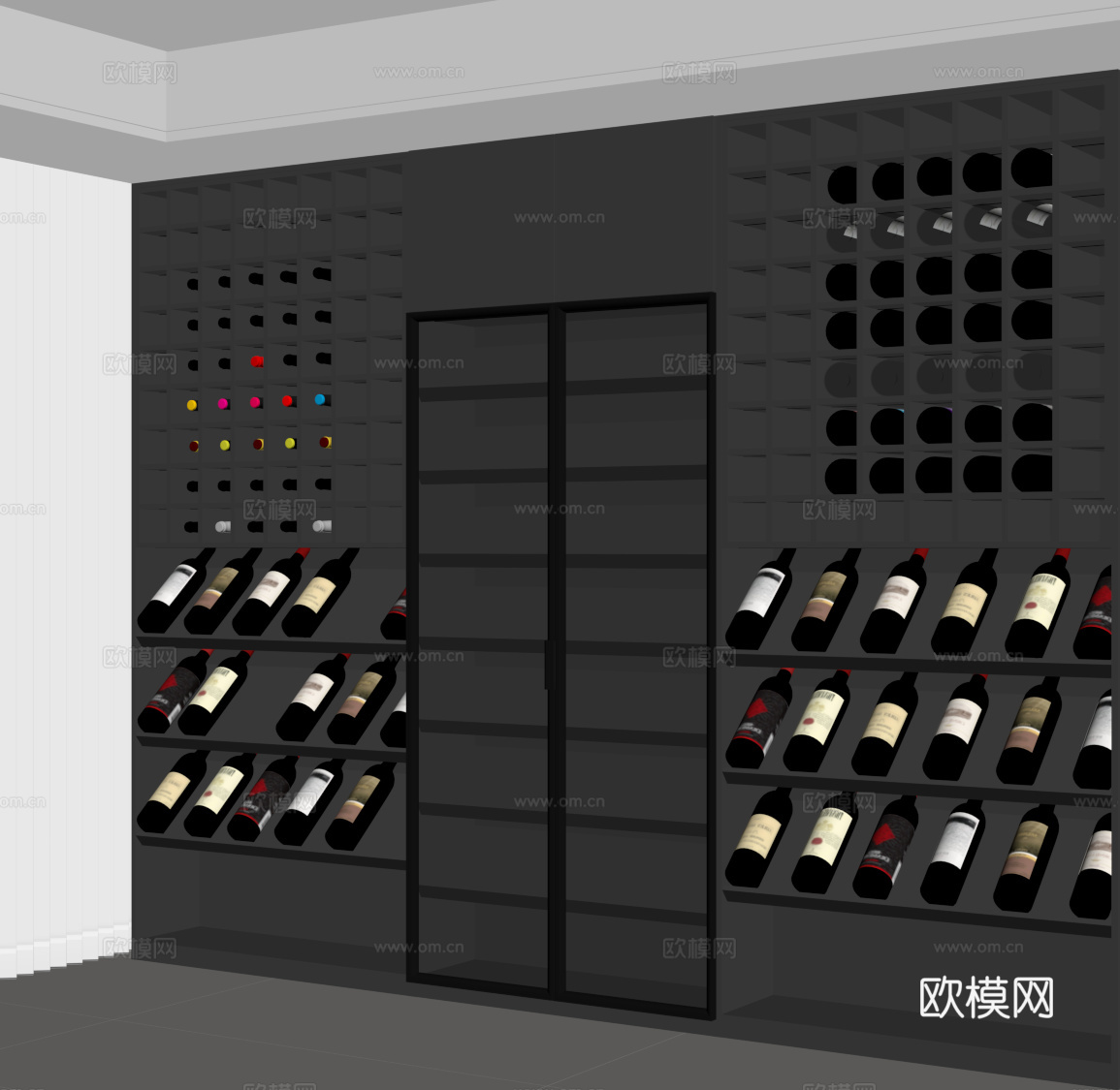 现代意式酒柜su模型