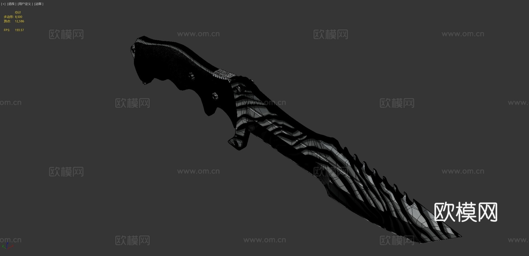 猎人刀擦伤银3d模型下载（渲染图4）