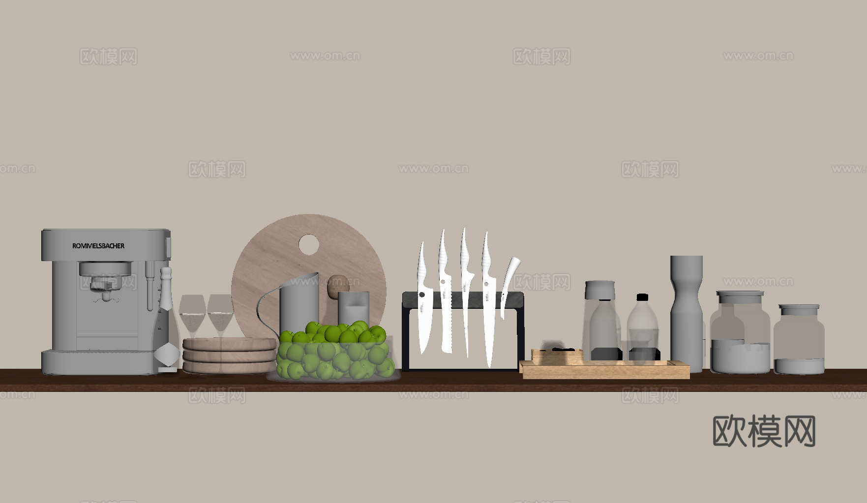 现代厨具su模型下载（渲染图2）