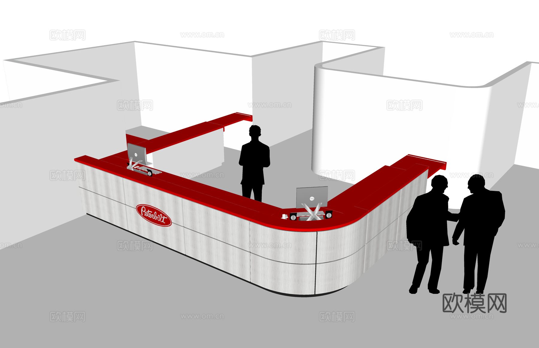 办公室 酒店前台 接待 办公空间 大厅 工装su模型