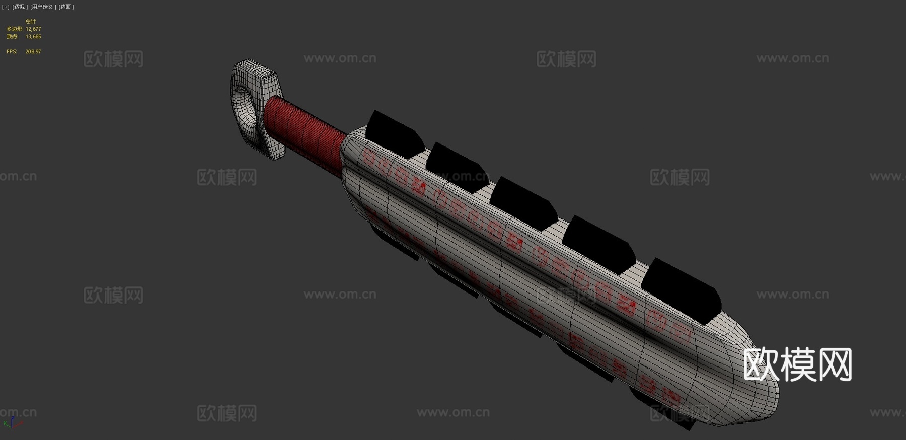 阿兹特克风格战斧3d模型下载（渲染图4）