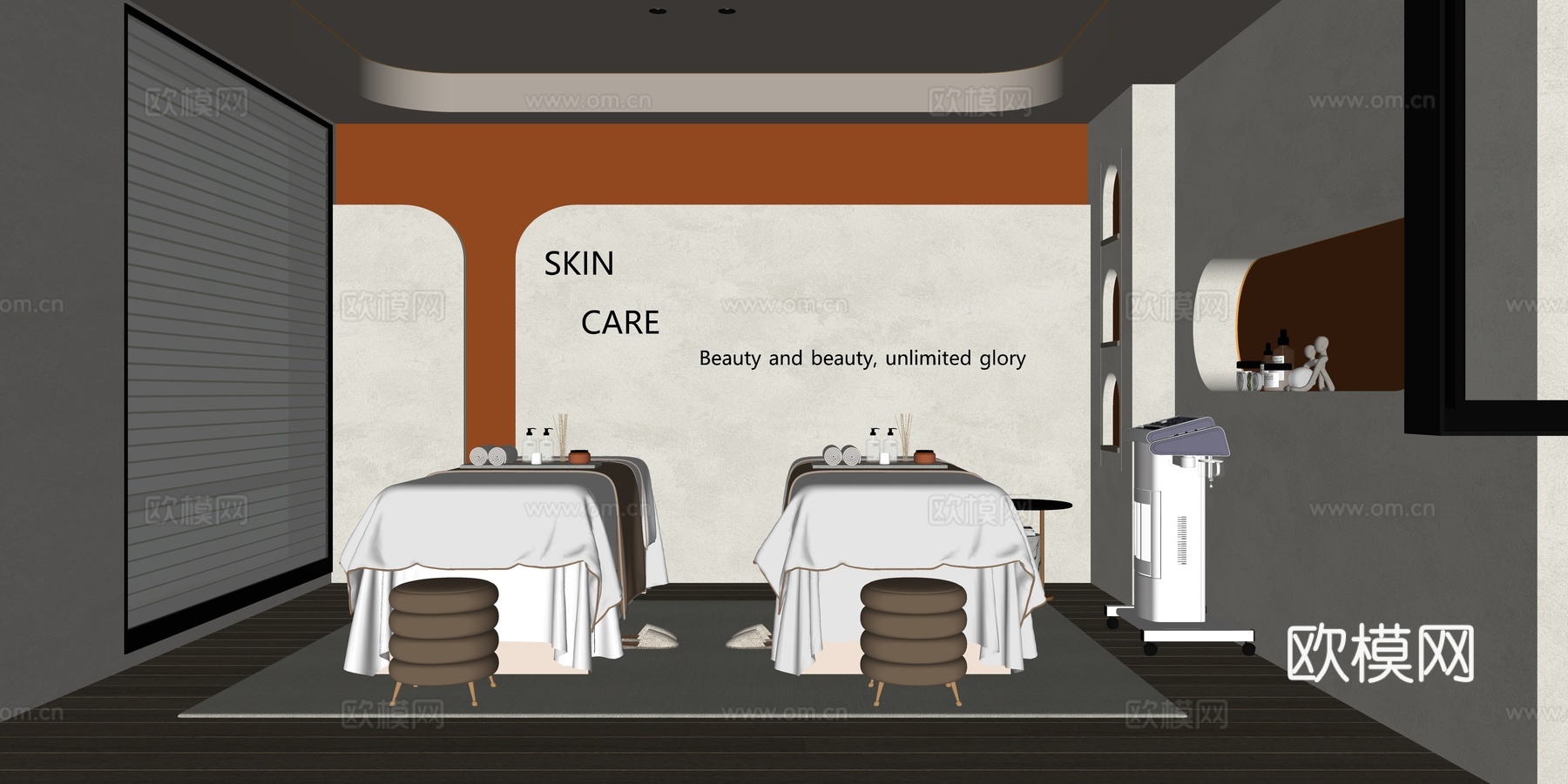 现代spa包房su模型