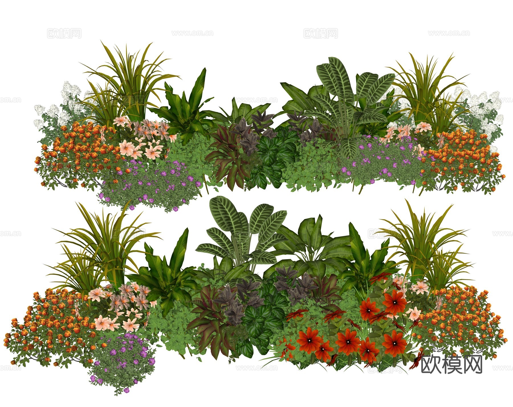 现代庭院植物堆景观组合su模型下载