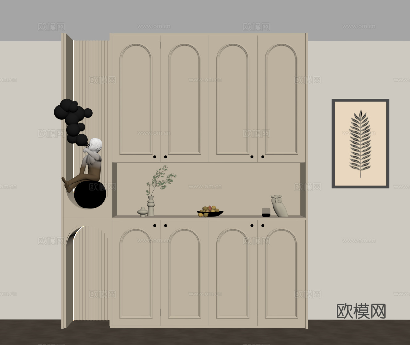 法式奶油风鞋柜 入户鞋柜su模型
