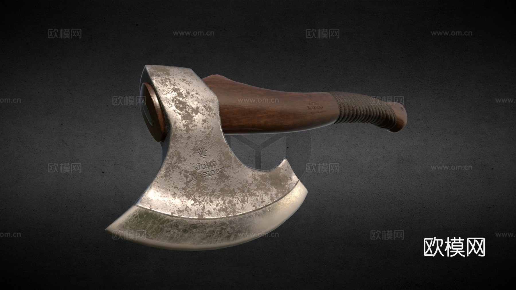 约翰尼曼手工狩猎斧游戏资产3d模型下载（渲染图1）