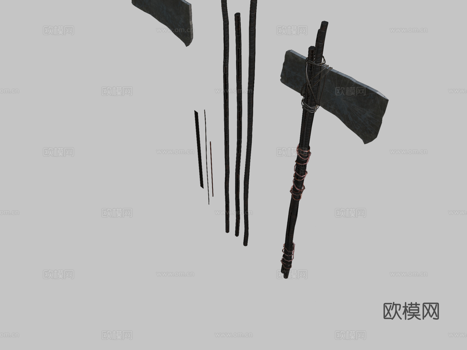 手工金属斧33d模型下载（渲染图2）