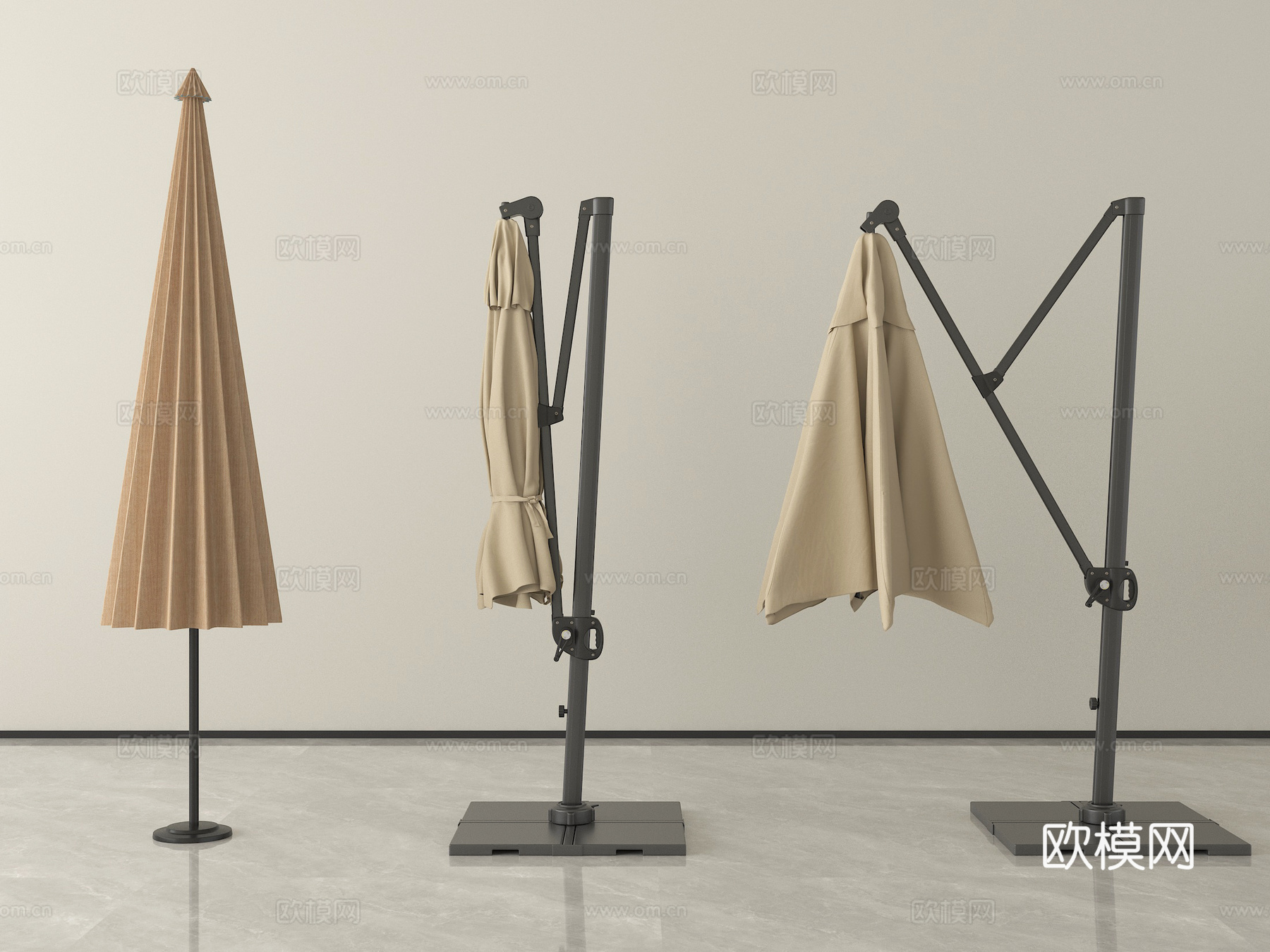 现代户外遮阳伞 太阳伞 折叠伞su模型