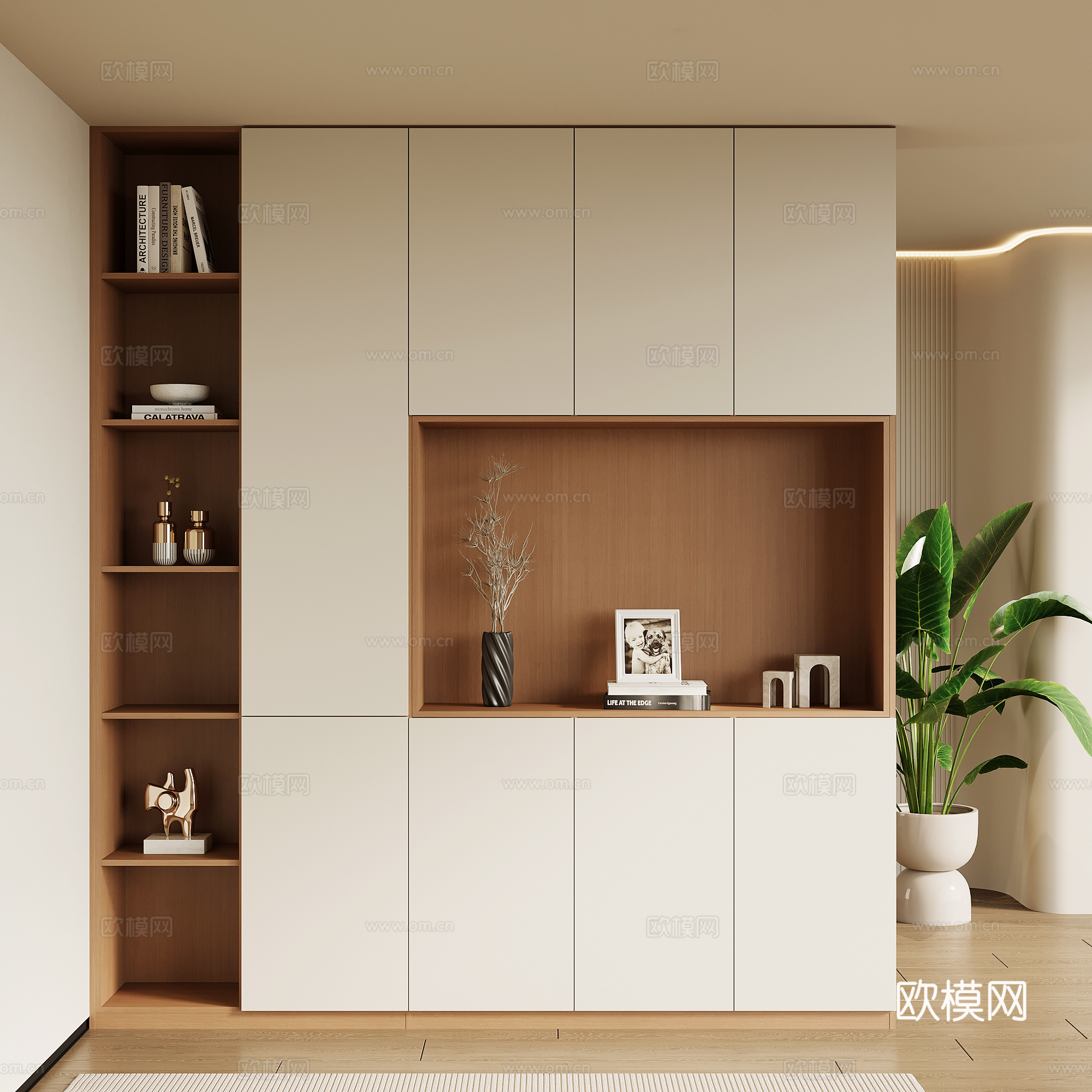 现代奶油风玄关柜 鞋柜su模型