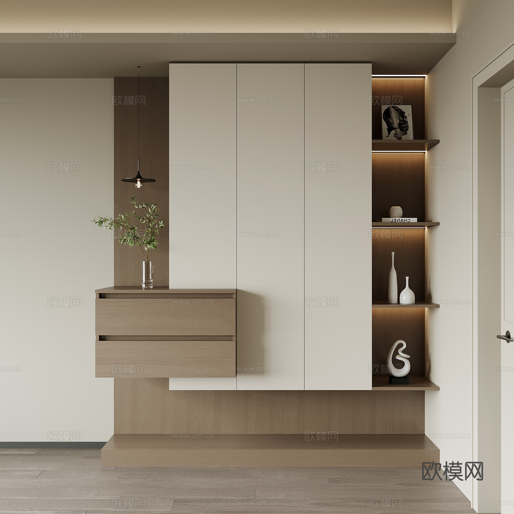 现代意式鞋柜 入户鞋柜su模型