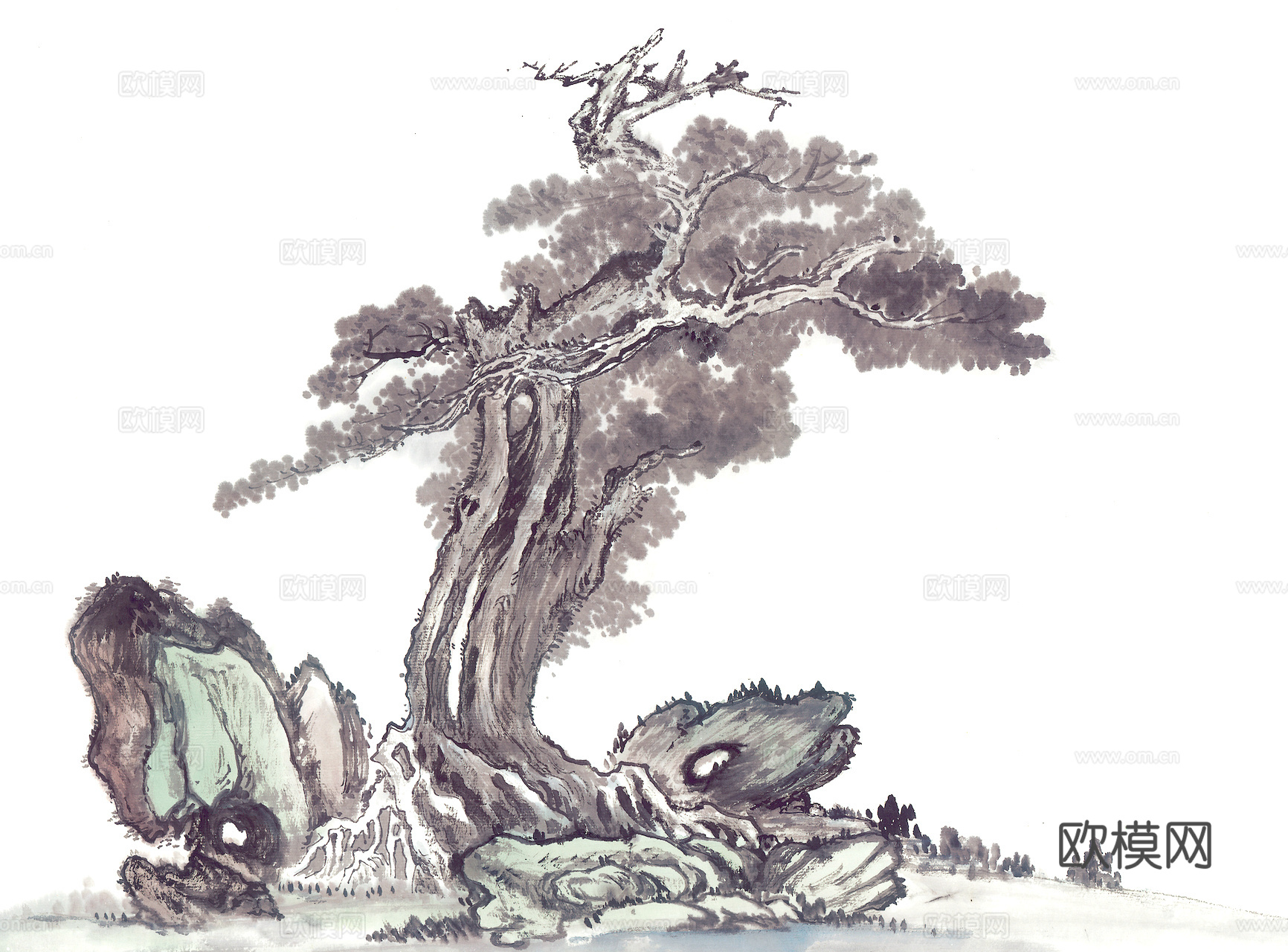 中式新中式挂画壁画水墨字画山水花鸟背景墙壁纸装饰画抽象画油画下载