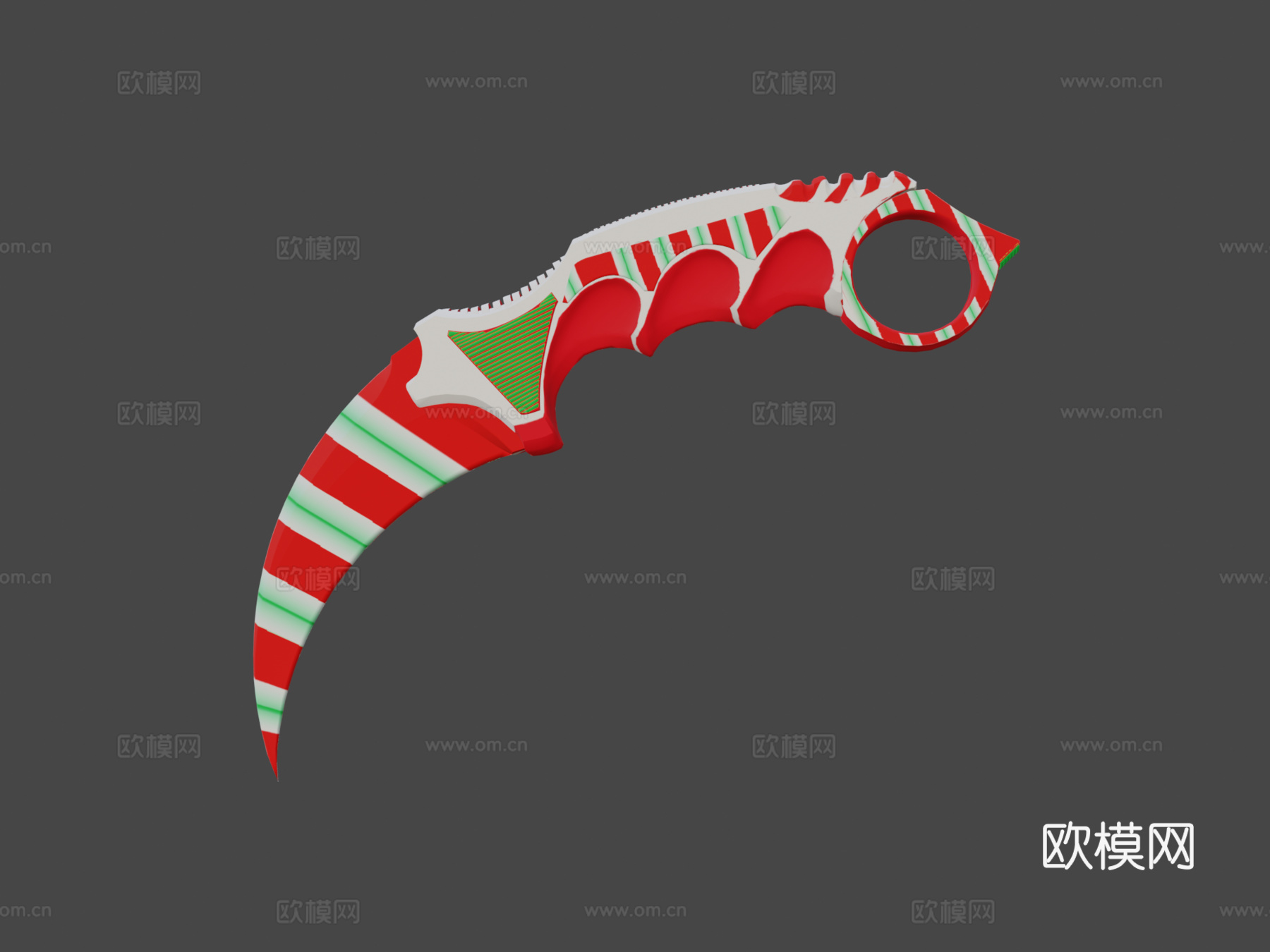 爪刀糖果手杖3d模型下载（渲染图8）