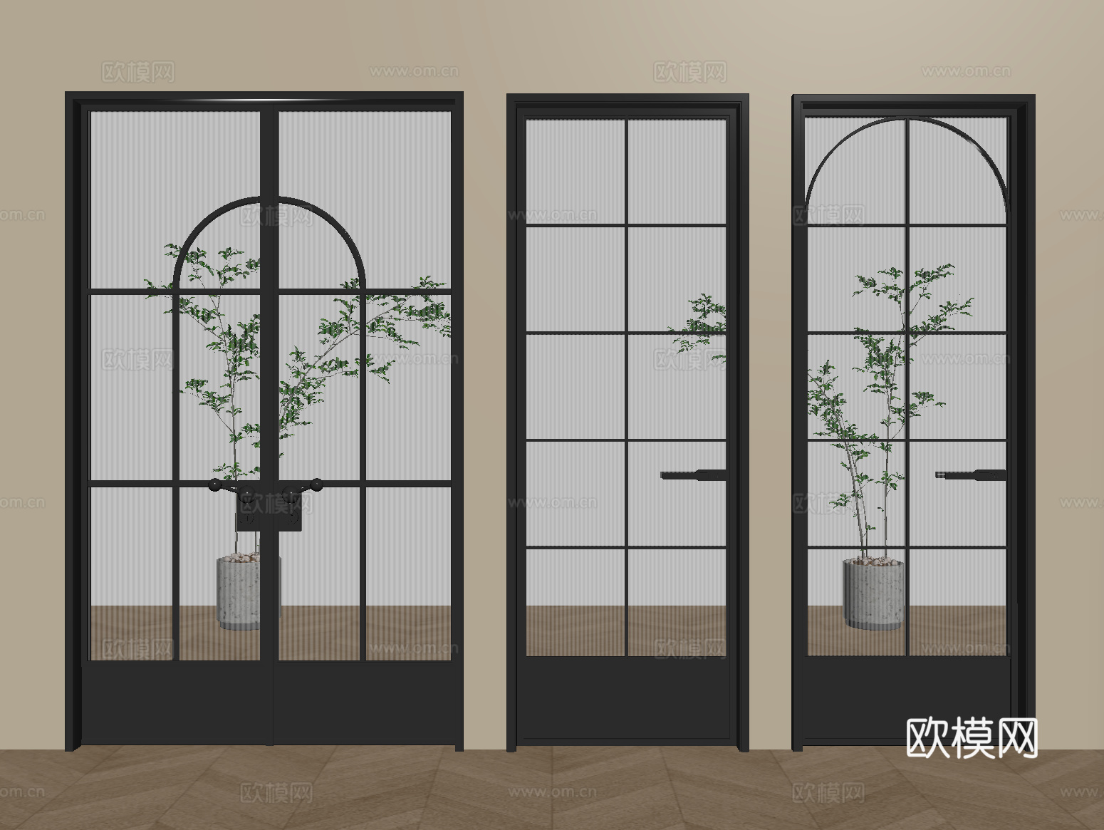 法式玻璃门 单开门 平开门 双开门 阳台门 厨卫门su模型