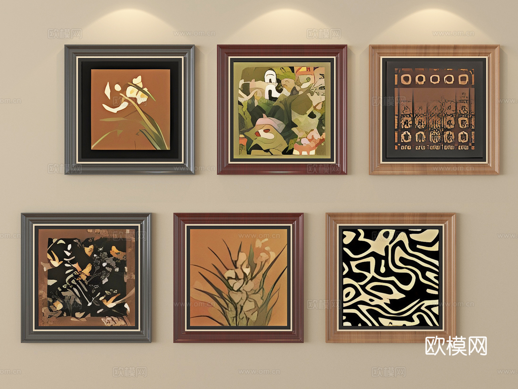 中古风侘寂挂画 装饰画su模型