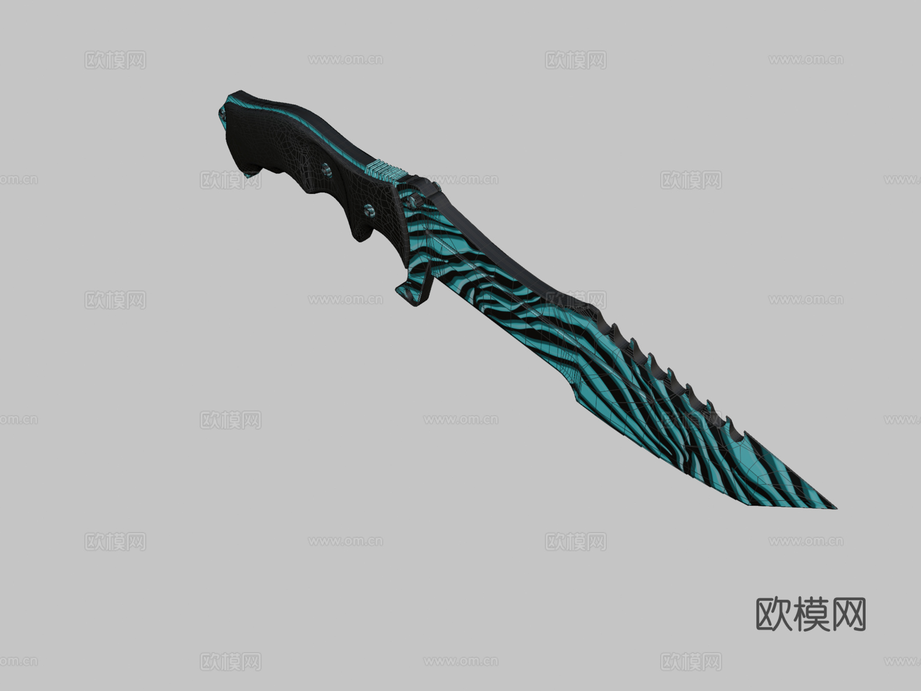 猎人刀擦伤浅蓝3d模型下载（渲染图2）
