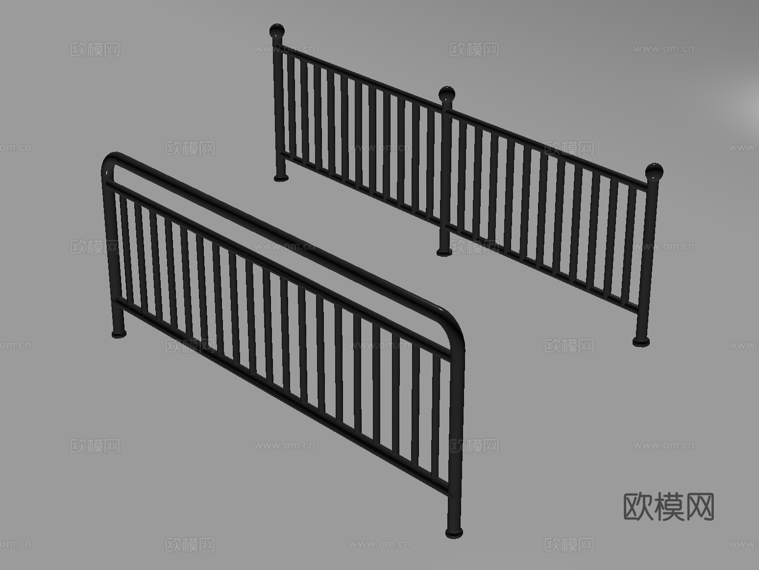 现代围栏护栏 铁艺栏杆 扶手su模型